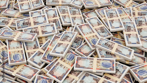 Pile of Bangladesh Currency Bundle-Stack of 500 Taka Notes, High-Resolution Currency Photo.