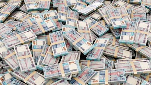 Pile of Bangladesh Currency Bundle-Stack of 100 Taka Notes, High-Resolution Currency Photo.