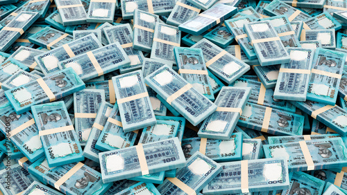 Pile of Bangladesh Currency Bundle-Stack of 100 Taka Notes, High-Resolution Currency Photo.