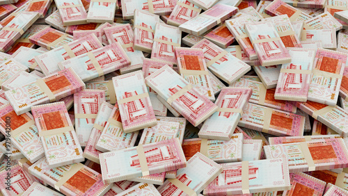 Pile of Bangladesh Currency Bundle-Stack of 100 Taka Notes, High-Resolution Currency Photo.