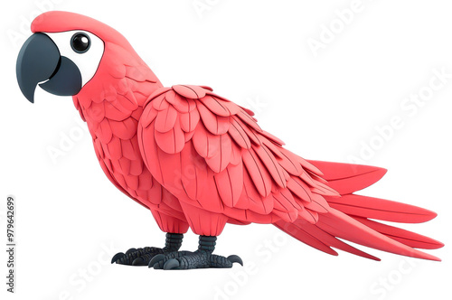 A vibrant red parrot illustration with unique textures and playful colors, perfect for children's themes and nature projects. photo