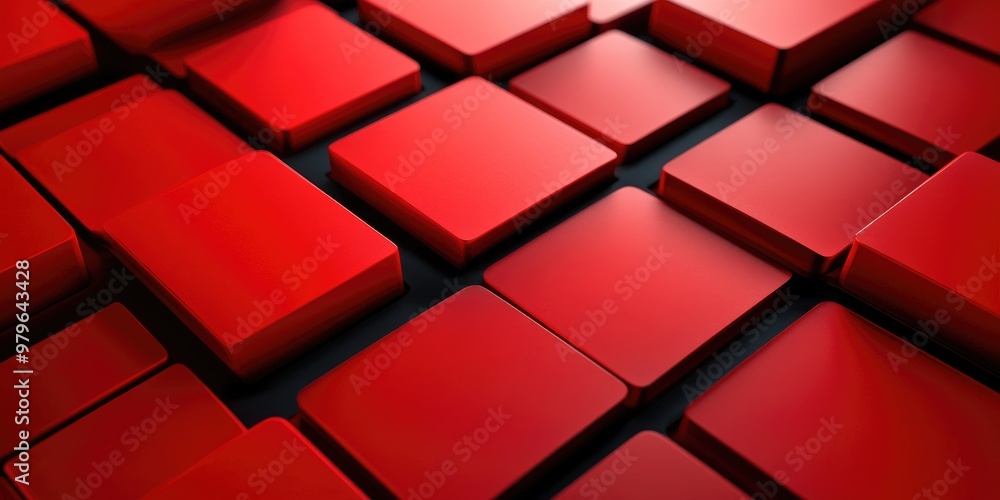 Abstract 3D illustration featuring multiple red rhombuses