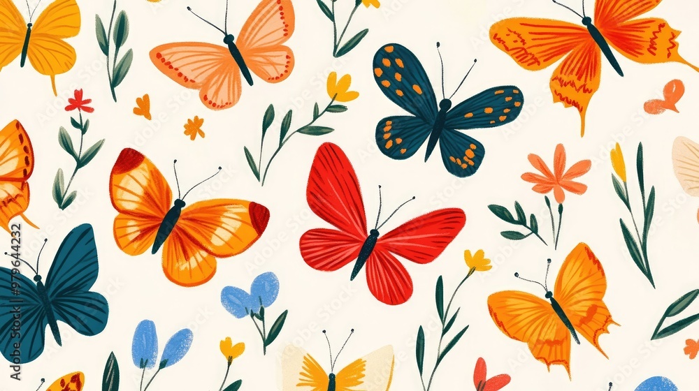 Children s butterfly pattern artwork hand drawn Children s butterfly pattern artwork hand drawn