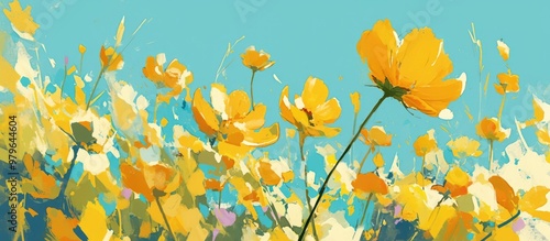 Vibrant yellow flower painting showcasing its beauty and charm #979644604