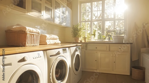 Wallpaper Mural Bright and Cozy Laundry Room with Modern Appliances and Organized Storage Torontodigital.ca