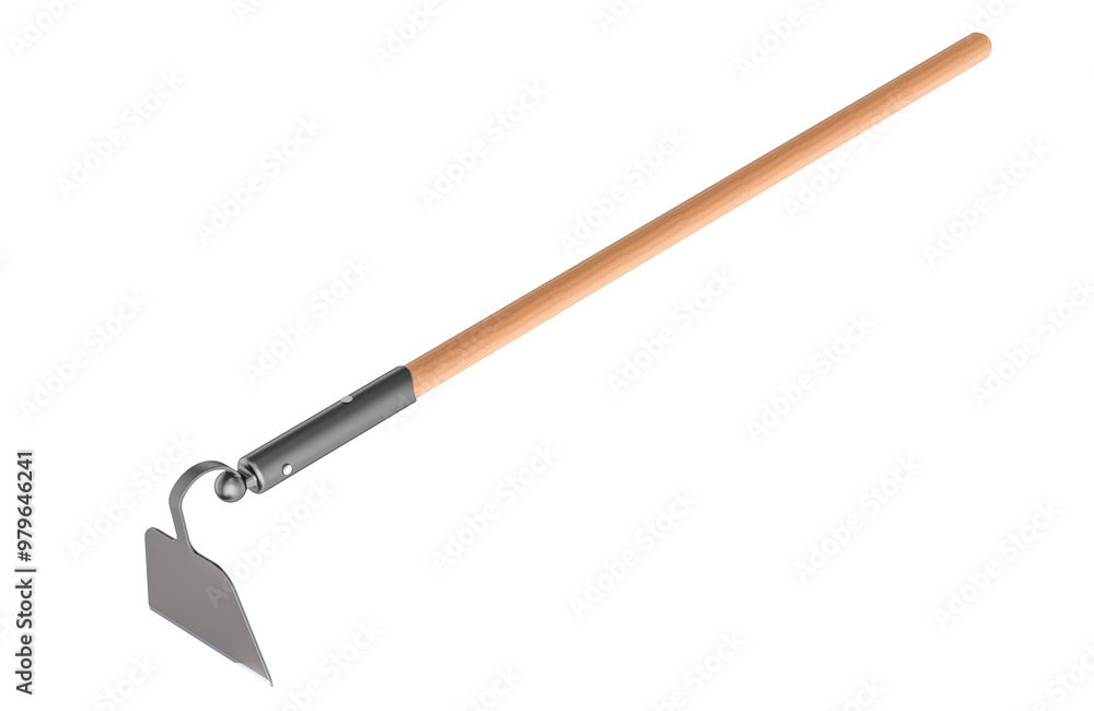 Hoe, garden hoe. 3D rendering isolated on transparent background Hoe, garden hoe. 3D rendering isolated on transparent background