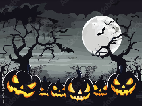 Halloween best hunted house graphic with  mid night forest horror illustration