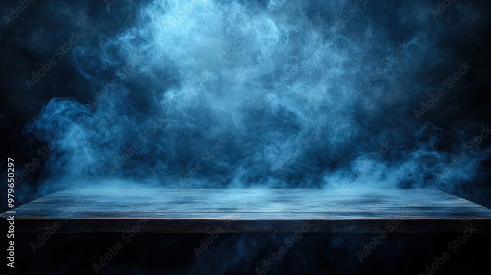 Foggy Smoke Rising Over Wooden Surface Foggy Smoke Rising Over Wooden Surface