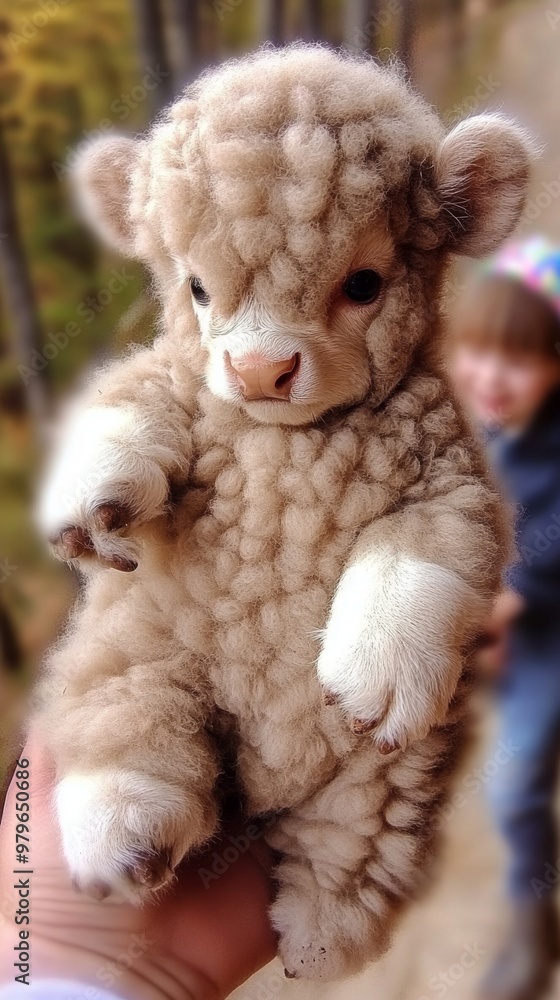 Soft and Fluffy Curly Haired Plush Toy Animal with Blended Brown White and Grey Tones Soft and Fluffy Curly Haired Plush Toy Animal with Blended Brown White and Grey Tones