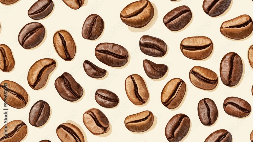 Seamless coffee bean pattern background Illustration featuring text Seamless coffee bean pattern background Illustration featuring text
