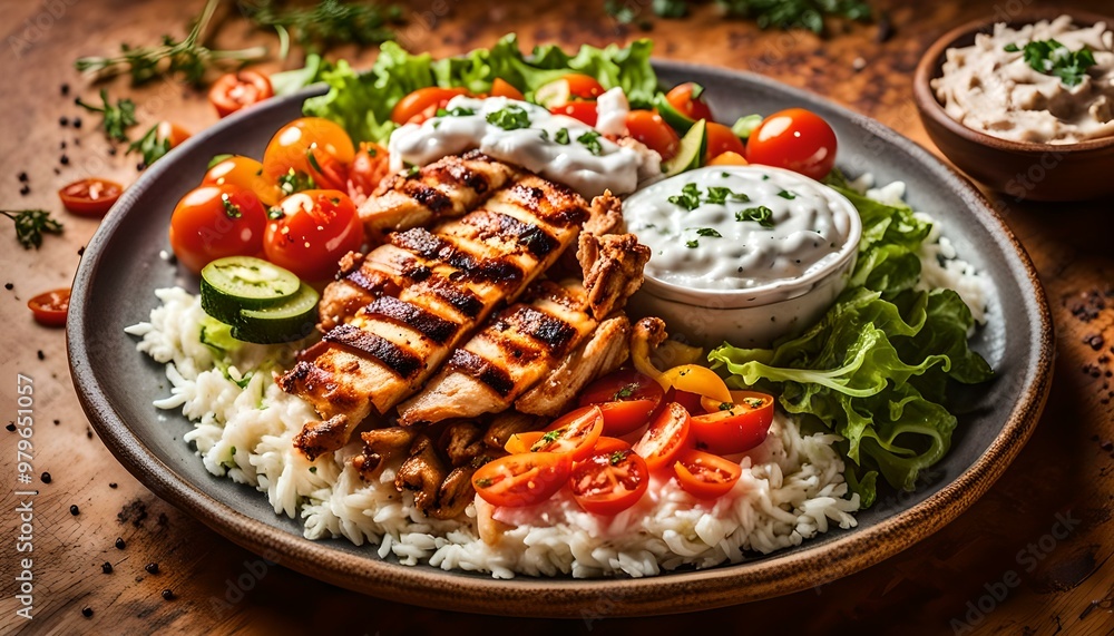 Homemade Chicken Shawarma Plate with Salad and Rice
Homemade Chicken Shawarma Plate with Salad and Rice