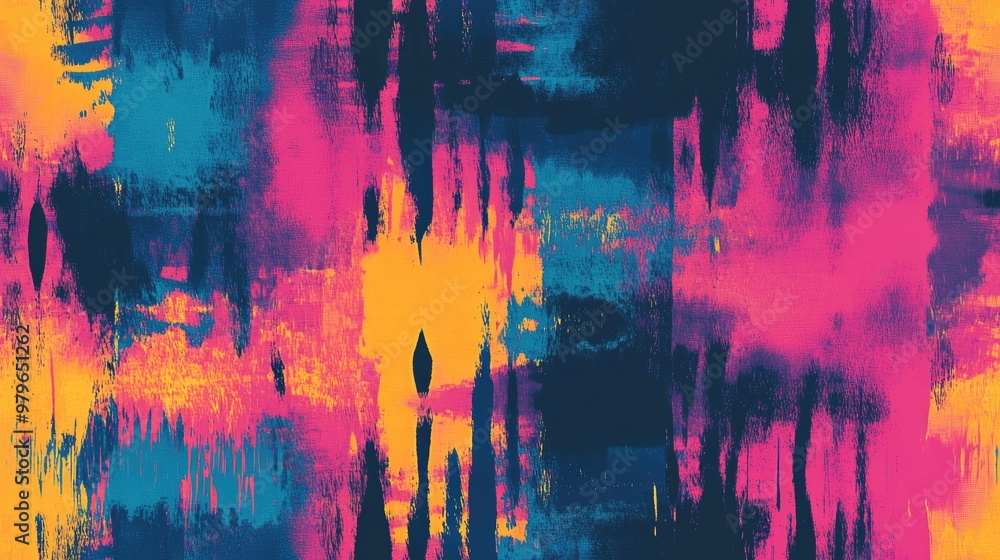 Fototapeta premium Tie Dye Wash Seamless Effect Modern Geometric Fabric Splotch Neon Ink Texture Geo Patchwork Shibori Drop Abstract Wash Spot Art Gradient Seamless Brush Neon Tie Dye Repeat Ink Stripe Brush