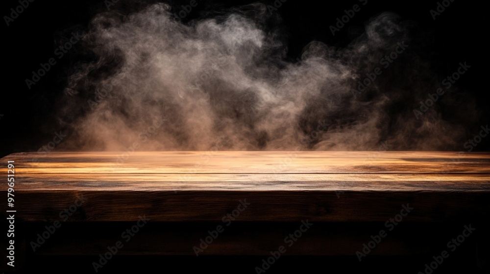 Empty Rustic Table with Blue Smoke Empty Rustic Table with Blue Smoke