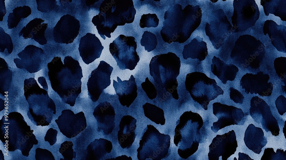 Seamless Indigo Navy Blue Leopard Pattern Hand Drawn Watercolor Cheetah Print Exotic Wild Skin Texture Geometric Fur Background Hand Painted Leopard and Jaguar Skin Design Seamless Indigo Navy Blue Leopard Pattern Hand Drawn Watercolor Cheetah Print Exotic Wild Skin Texture Geometric Fur Background Hand Painted Leopard and Jaguar Skin Design