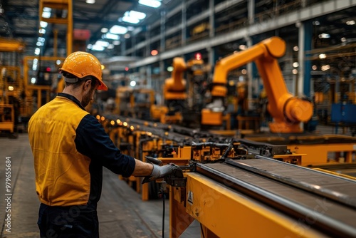 Engineers overseeing the installation of robotics to automate repetitive tasks in an industrial plant, robotics automation engineering, industrial robot integration photo