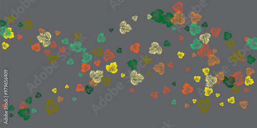  Environment Backdrop. Red Leaves. Border Frame. Yellow Oak November.Ash maple elm birch and oak leaves.  Isolated on white background. 