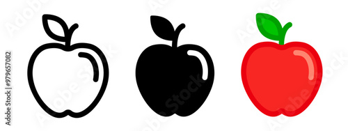 red apple icon. eco fruit sign. fresh food symbol. vegetarian symbol. diet pictogram. Health illustration.