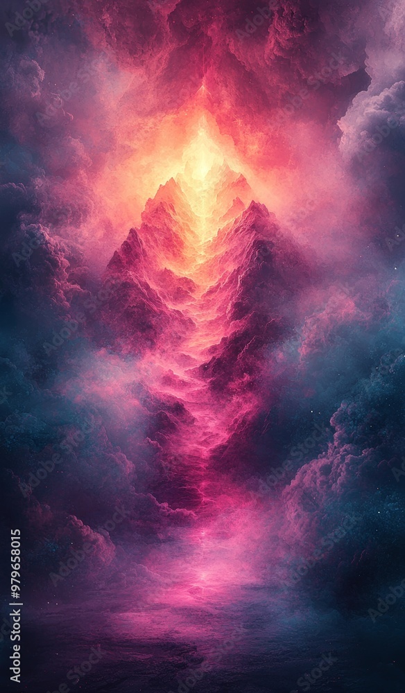 Surreal Fractal Pyramid in Vibrant Fantasy Landscape Surreal Fractal Pyramid in Vibrant Fantasy Landscape