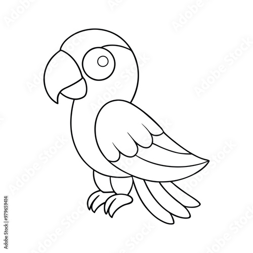 scarlet macaw vector line art