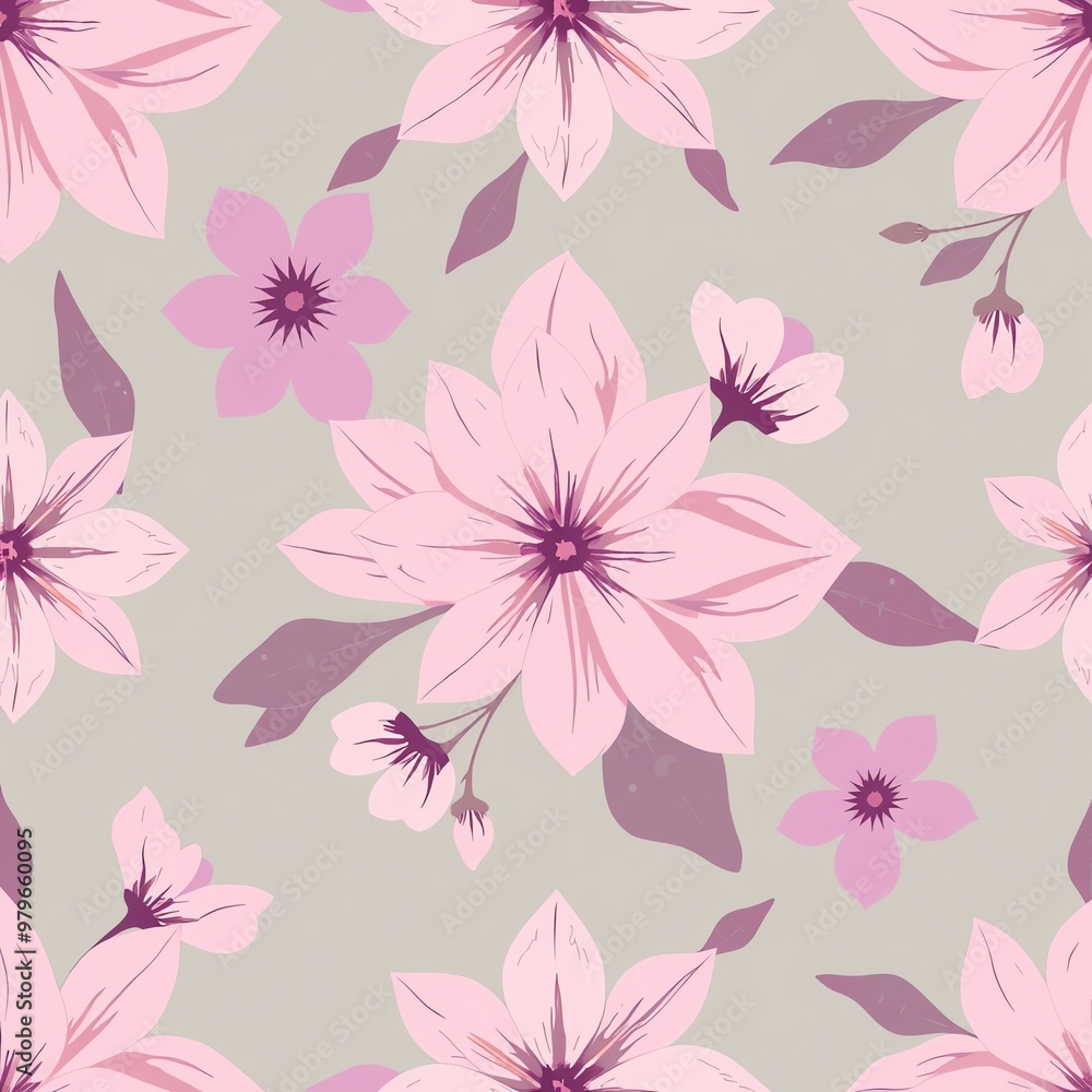 seamless pattern with pink flowers seamless pattern with pink flowers