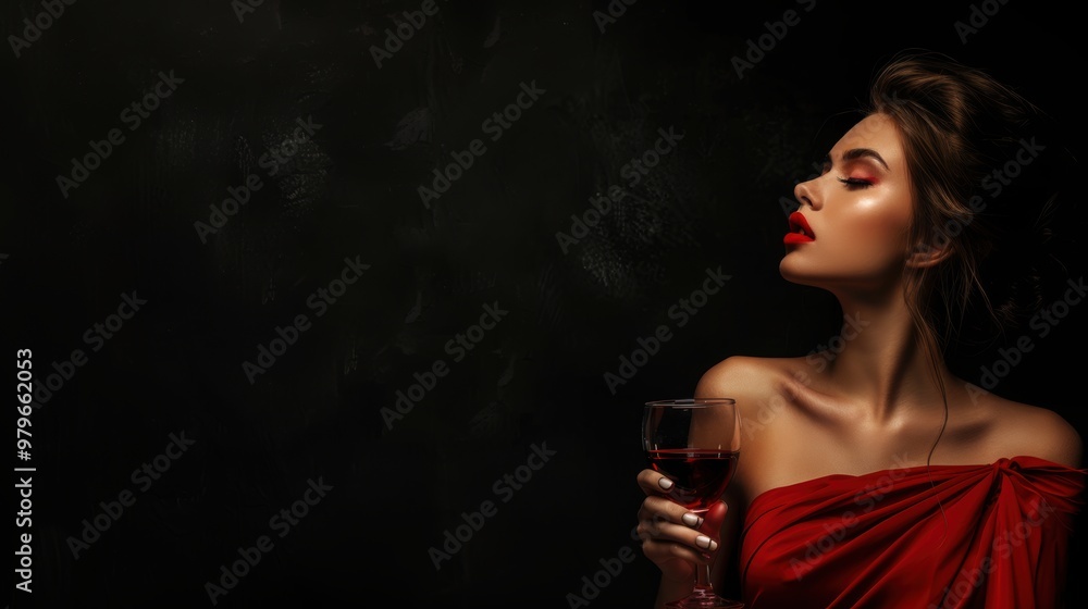 A beautiful sexy attractive woman holding a glass of red wine A beautiful sexy attractive woman holding a glass of red wine