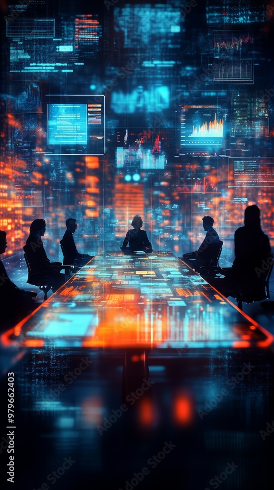 Obraz premium The Digital Meeting Room, Remote Work and Collaboration Tools