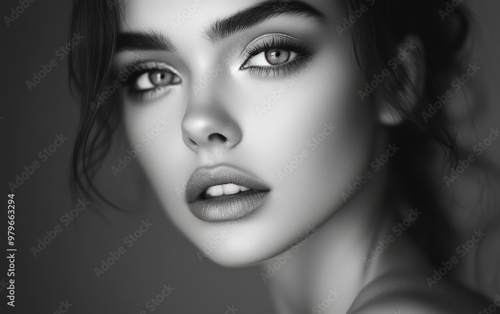 Beautiful makeup of a very attractive woman photo as in a photo studio. Studio soft light. Beautiful makeup of a very attractive woman photo as in a photo studio. Studio soft light.
