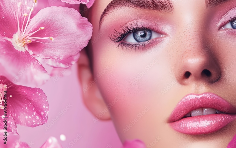 Beautiful woman with colored make-up. Close-up portrait Beautiful woman with colored make-up. Close-up portrait