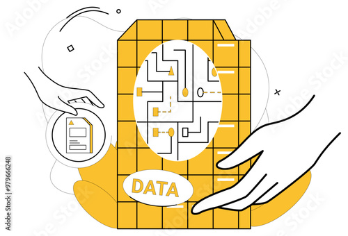 Data analytics vector illustration. Digital finance relies on meticulous analysis, turning raw data into actionable insights Data analytics metaphorically acts as surgeon, dissecting information