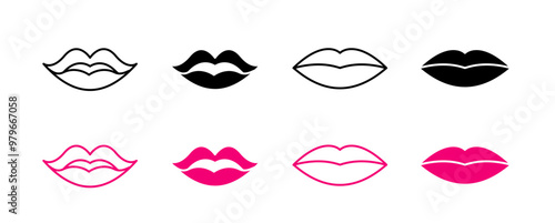 mouth lips icon set