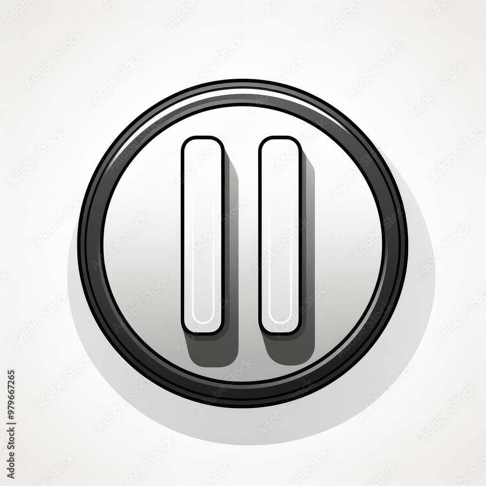 Minimalistic 3D Pause Button Icon in Black and White Circular Design. Modern UI Concept for Multimedia Controls and Digital Interfaces. Vector Logo Png Minimalistic 3D Pause Button Icon in Black and White Circular Design. Modern UI Concept for Multimedia Controls and Digital Interfaces. Vector Logo Png