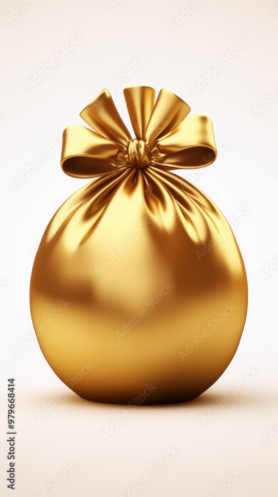 golden bag with bow on white background golden bag with bow on white background