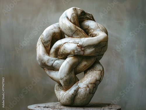 Intertwined Wood Sculpture: Abstract Art in Natural Form photo