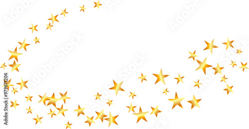 Gold star isolated swirl line on transparent background vector illustration