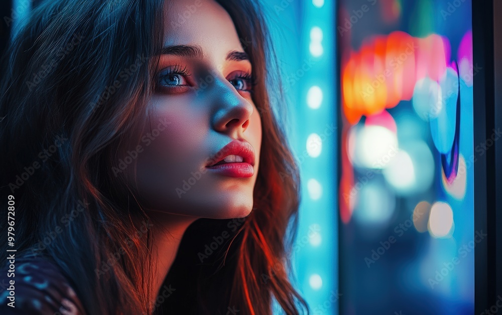 Beautiful makeup of a very attractive woman on a color background as in a photo studio. Studio soft light. Beautiful makeup of a very attractive woman on a color background as in a photo studio. Studio soft light.
