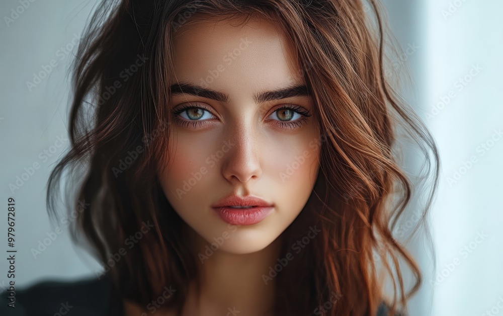Beautiful makeup of a very attractive woman on a color background as in a photo studio. Studio soft light. Beautiful makeup of a very attractive woman on a color background as in a photo studio. Studio soft light.