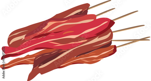 becon which translates as Fresh raw meat and steak beef meat clipart isolated on transparent background