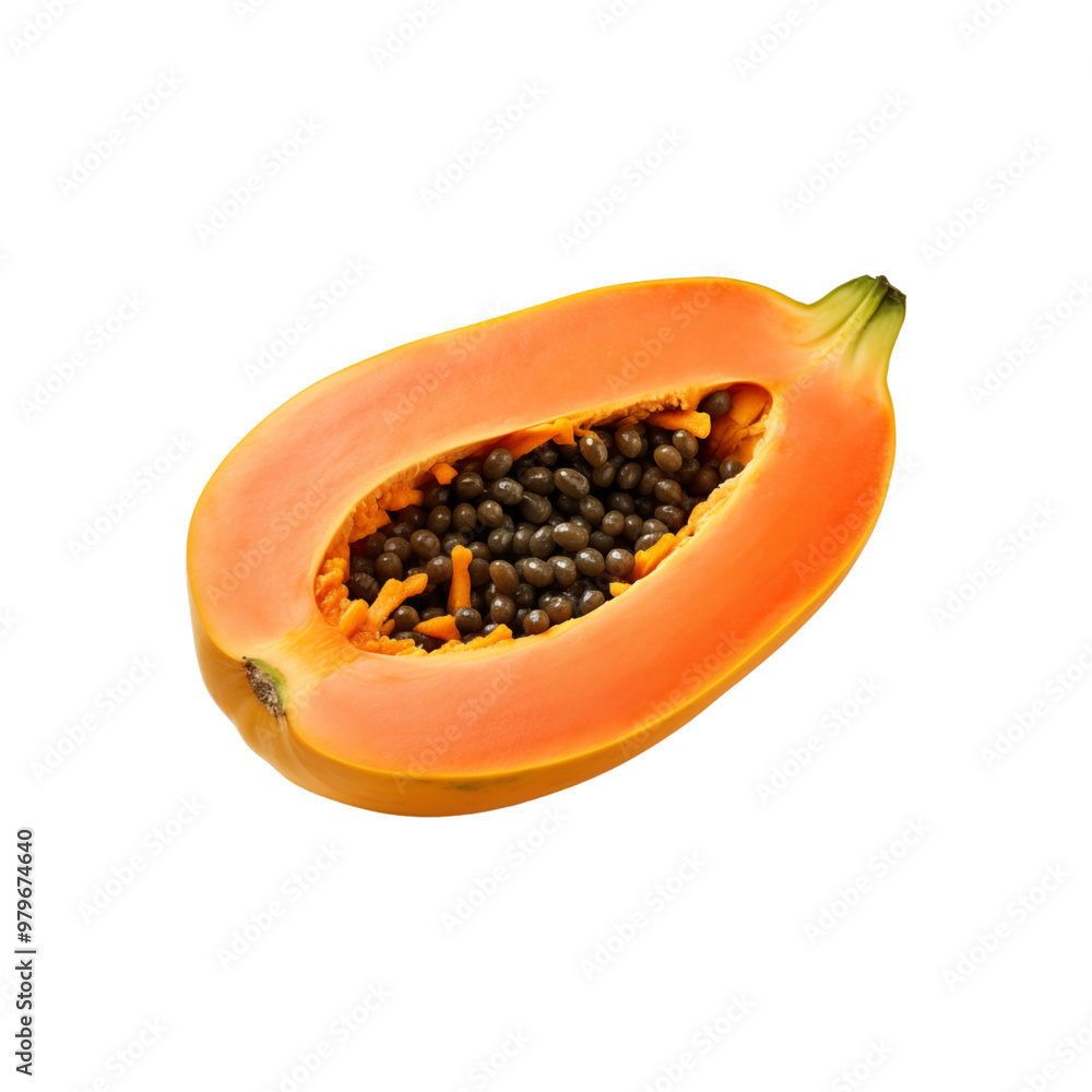 Fresh papaya fruit, one whole and one sliced, showcasing their vibrant colors and black seeds. Perfect for food blogs or health articles Fresh papaya fruit, one whole and one sliced, showcasing their vibrant colors and black seeds. Perfect for food blogs or health articles