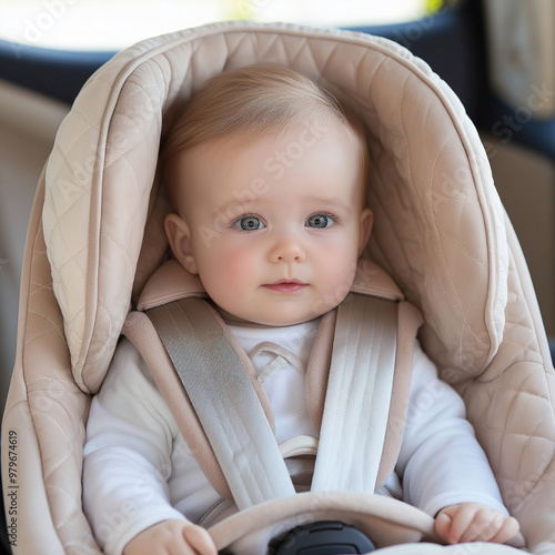 Baby In Car Seat Isolated