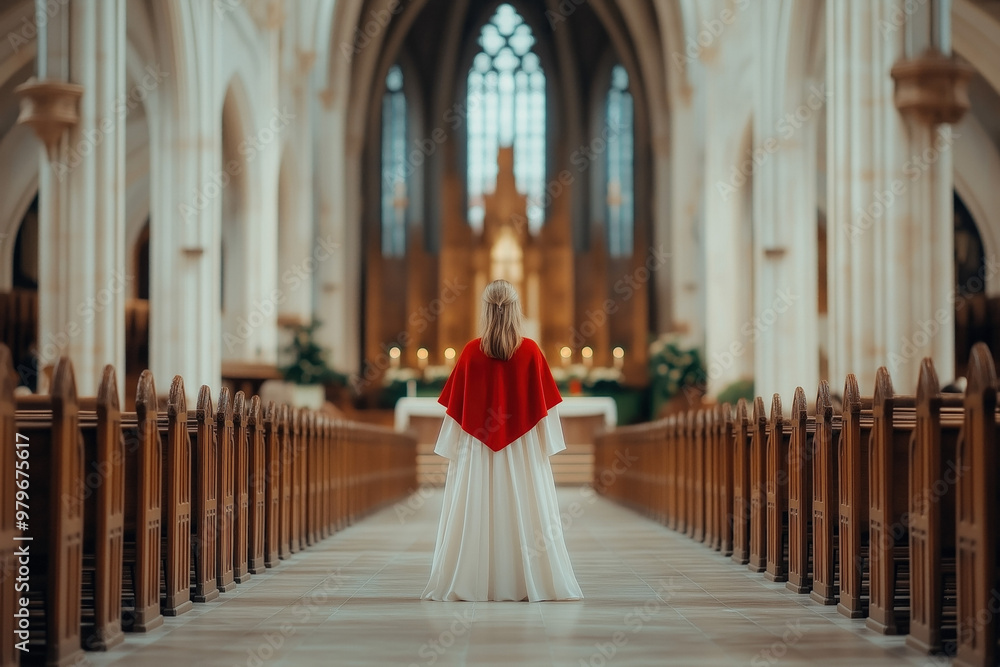 Fototapeta premium Choir Singing Christmas Song Inside A Church