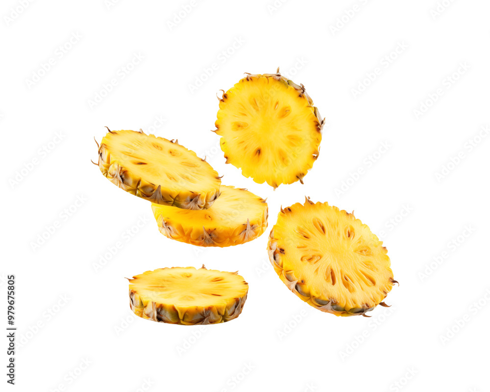 Pineapple slices stacked vertically on white are perfect for food blogs, tropical themes, summer designs, and fruit related content. Generative AI Pineapple slices stacked vertically on white are perfect for food blogs, tropical themes, summer designs, and fruit related content. Generative AI