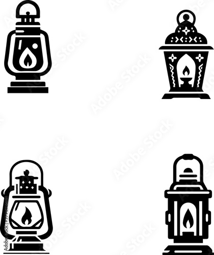 lantern icon, lantern silhouette, black lantern on white background