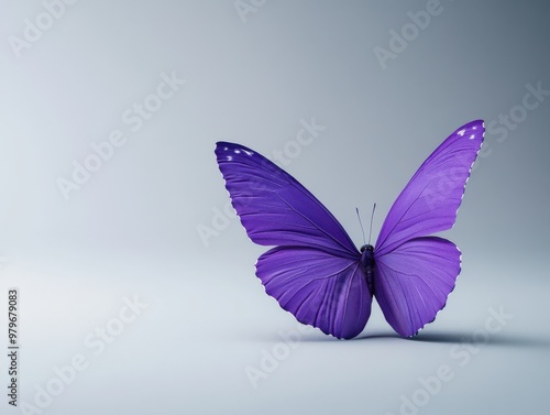 Purple Butterfly on Gray Background