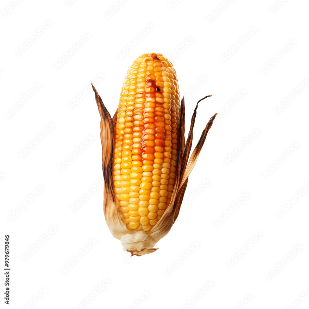 Grilled corn on white background, suitable for summer food blogs, recipe cards, BBQ party invitations, farm totable restaurant menus. Generative AI Grilled corn on white background, suitable for summer food blogs, recipe cards, BBQ party invitations, farm totable restaurant menus. Generative AI