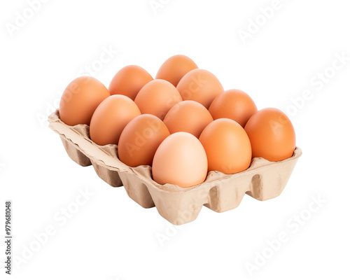 Brown eggs in a cardboard container are ideal for food packaging, farm fresh produce advertising, egg carton design, and cooking recipes content. Generative AI photo