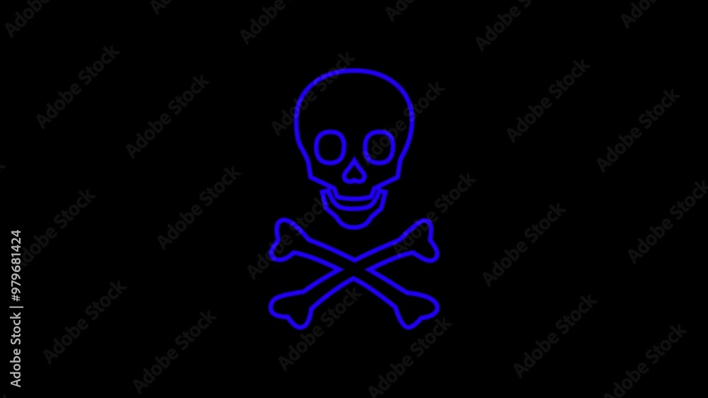 Skull Crossbones neon sign. seamless and loopable animation. 4k video Skull Crossbones neon sign. seamless and loopable animation. 4k video