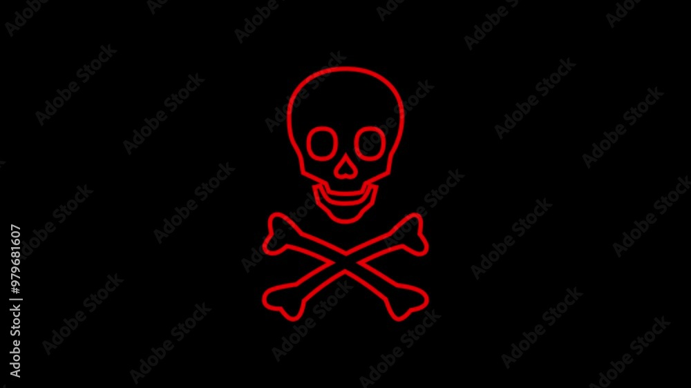 Skull Crossbones neon sign. seamless and loopable animation. 4k video Skull Crossbones neon sign. seamless and loopable animation. 4k video