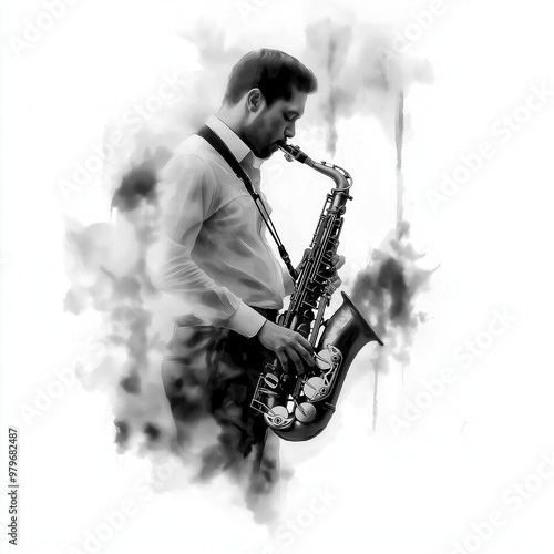Saxophonist Isolated