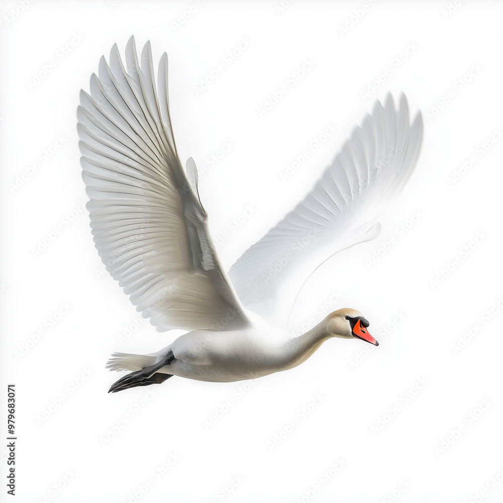 Obraz premium Swan Flying Isolated