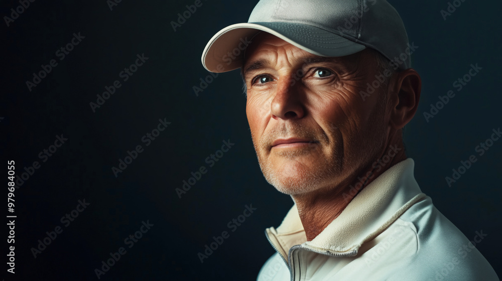 Retrato de un hombre con una gorra. Vestido con ropa deportiva elegante ...